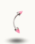 Barbell Courbé Opales Étincelantes - Trendy Piercings Rose / 1.2x14x4mm