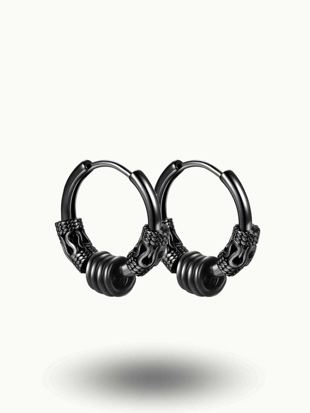 Boucles d'Oreilles Créoles Noires - Piercing Texturé Chic Noir