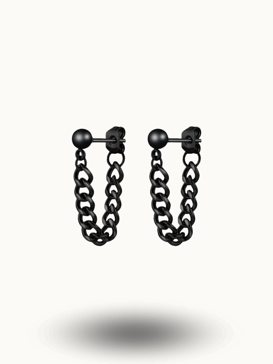 Boucles d'Oreilles Noires - Piercing Chaîne Chic Noir