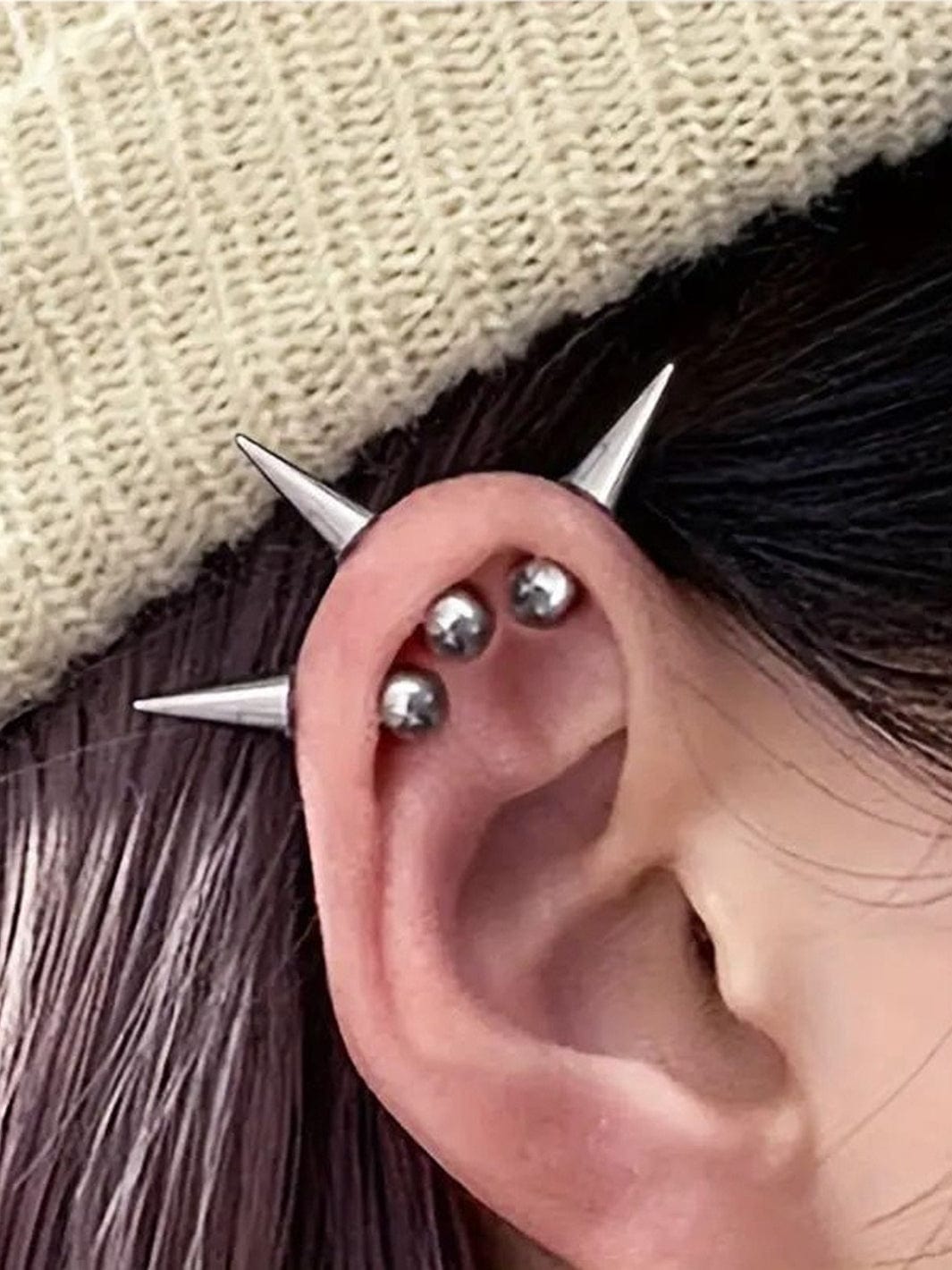 Pack de 3 Piercings Punk à Pointes - Bijoux d'Oreille Uniques Argent