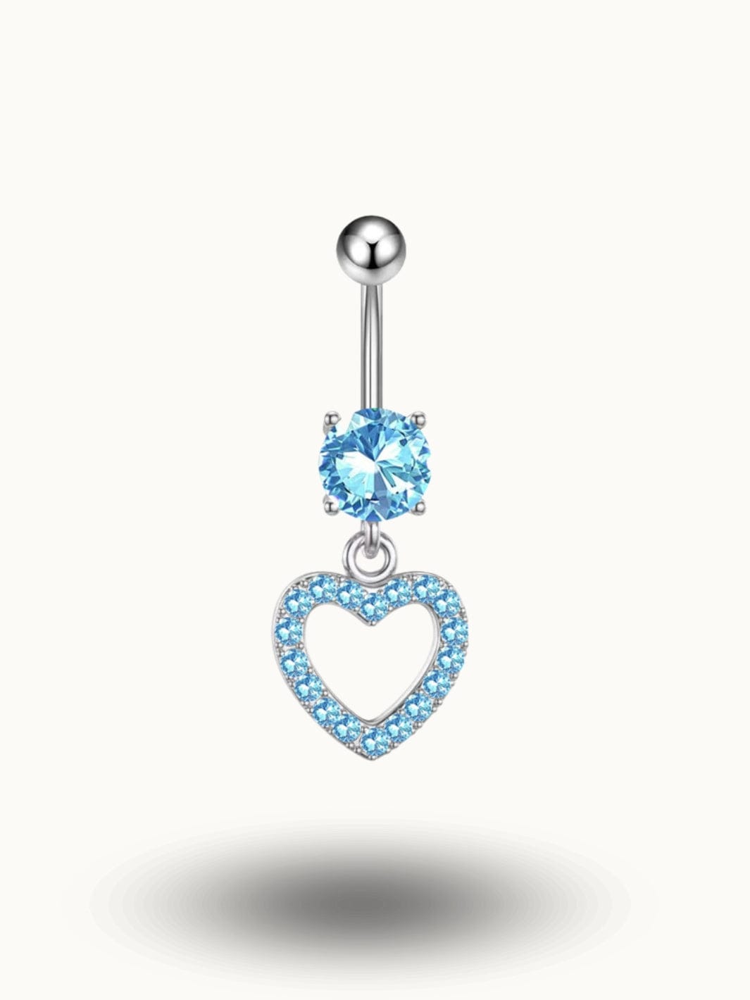 Piercing au Nombril Cœur Cristal Bleu - Bijou Tendance Bleu