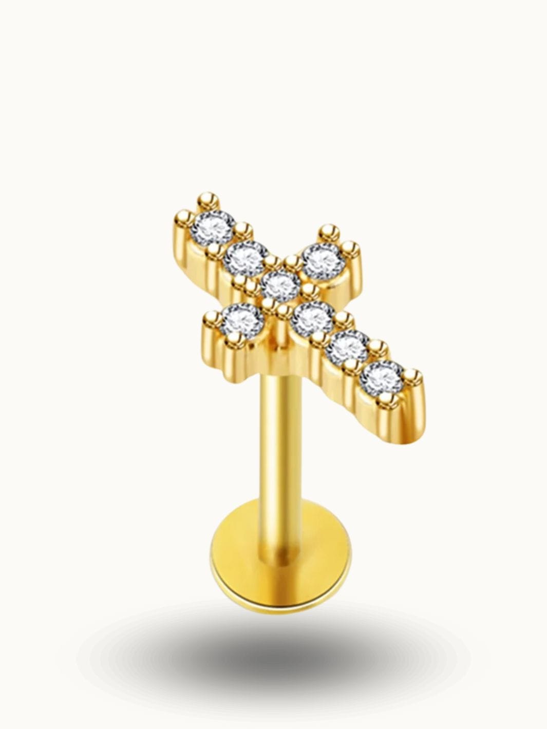 Piercing croix à cristaux – Trendy Piercings Or / 1.2X6mm