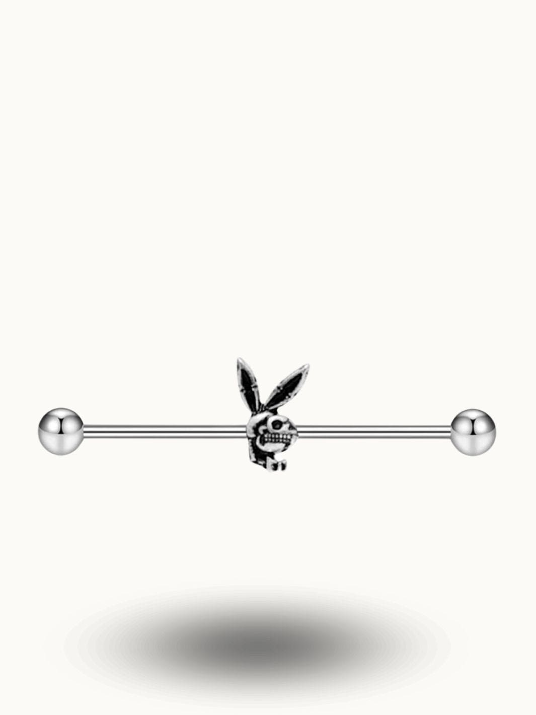 Piercing industriel lapin en acier inoxydable | Trendy Piercings Argent