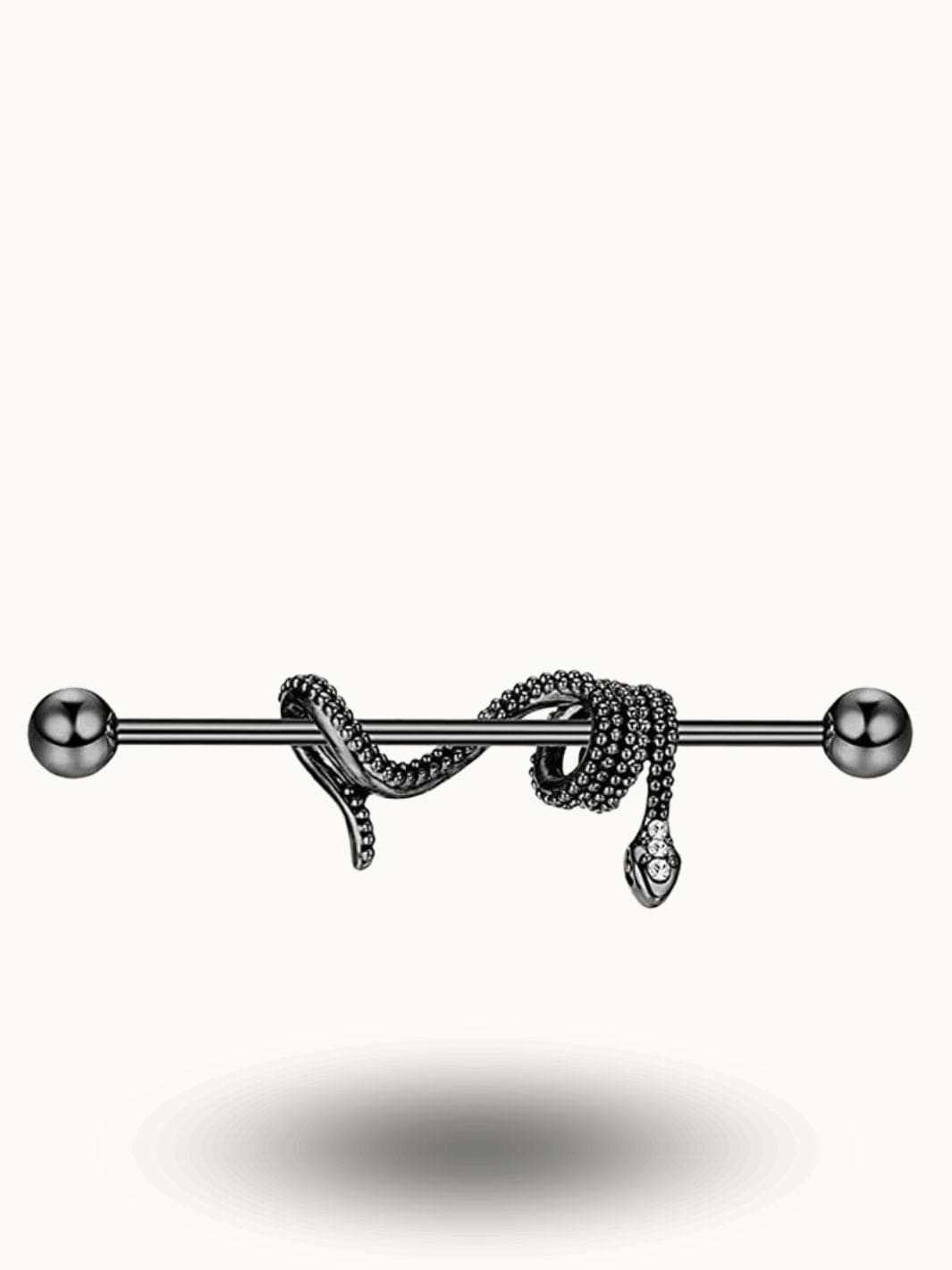 Piercing industriel serpent noir - Trendy Piercings Noir