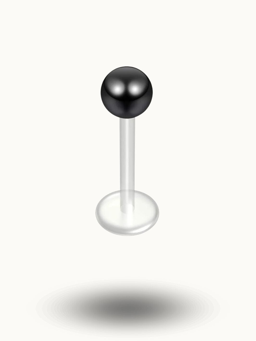 Piercing Labret Acrylique Boule Noire – Discret et Confortable Noir / 1.2x6mm