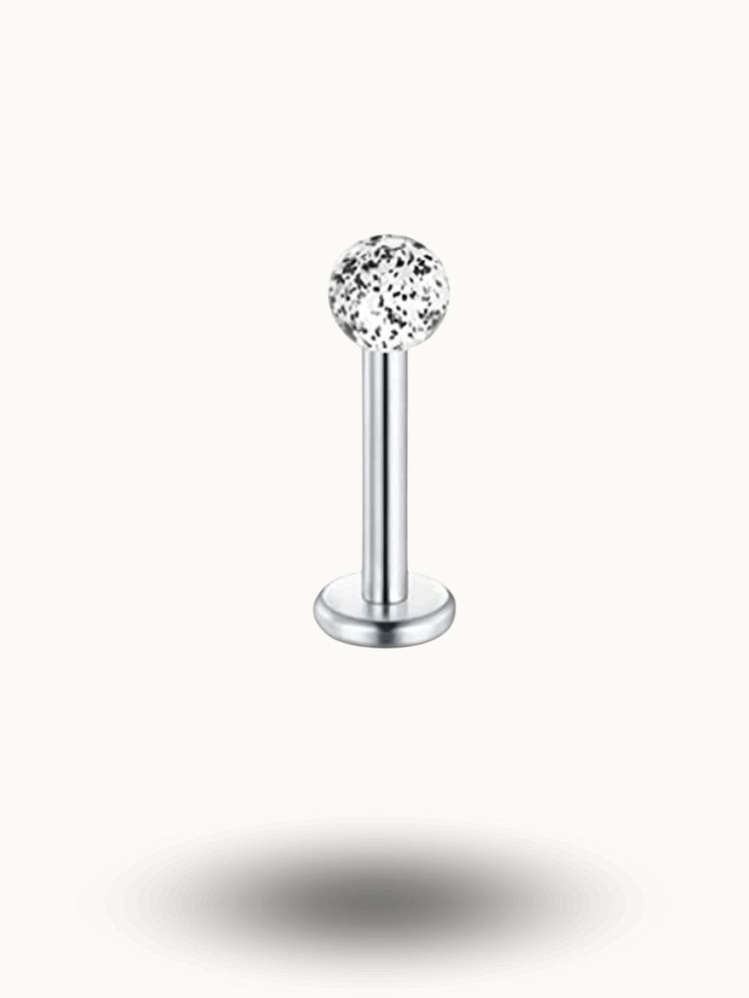 Piercing Labret Boule Tachetée – Acier Chirurgical, Look Unique Argent / 1.2x12mm