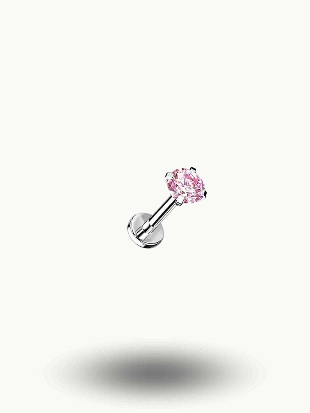 Piercing labret en acier inoxydable zircon multicolore - Bouche et oreille Blanc / 1.2x6mm (1PC)