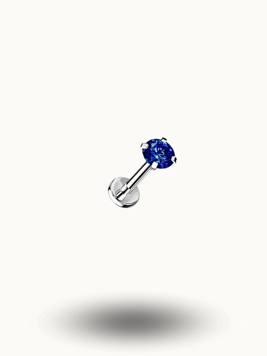 Piercing labret en acier inoxydable zircon multicolore - Bouche et oreille Bleu / 1.2x8mm (1PC)