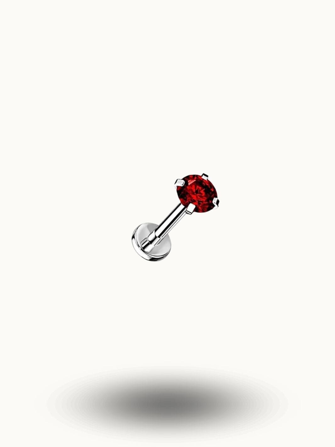 Piercing labret en acier inoxydable zircon multicolore - Bouche et oreille Rouge / 1.2x6mm (1PC)