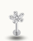 Piercing Labret Fleur - Tragus, Lobe, Hélix, Lèvre Argent / 1.2X6mm