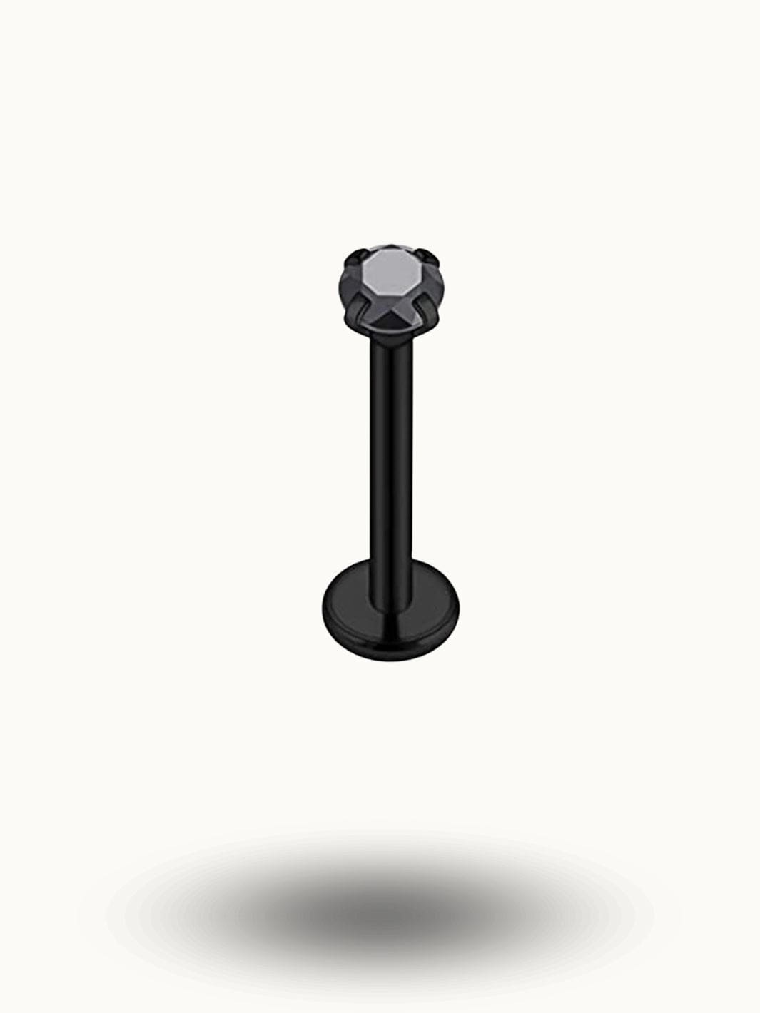 Piercing Labret Pierre Noire – Acier Chirurgical Noir Tendance Noir / 1.2x6mm