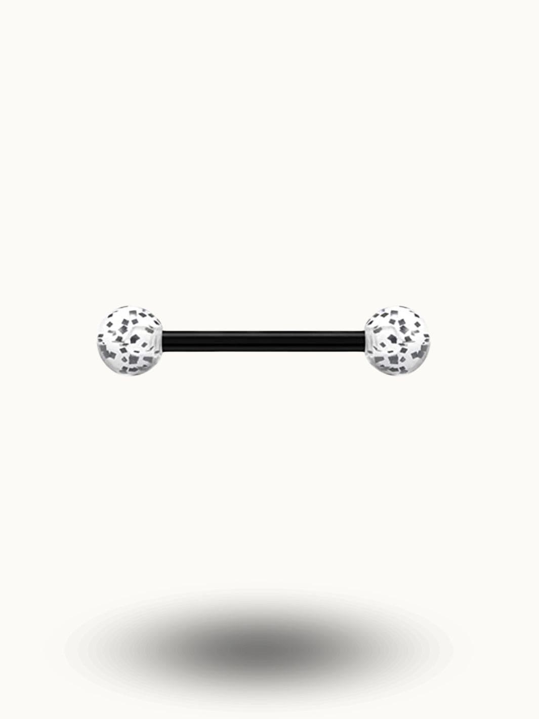 Piercing Langue Bicolore Noir et Blanc - Bijoux Tendance Noir/Blanc / 1.6x16x5mm