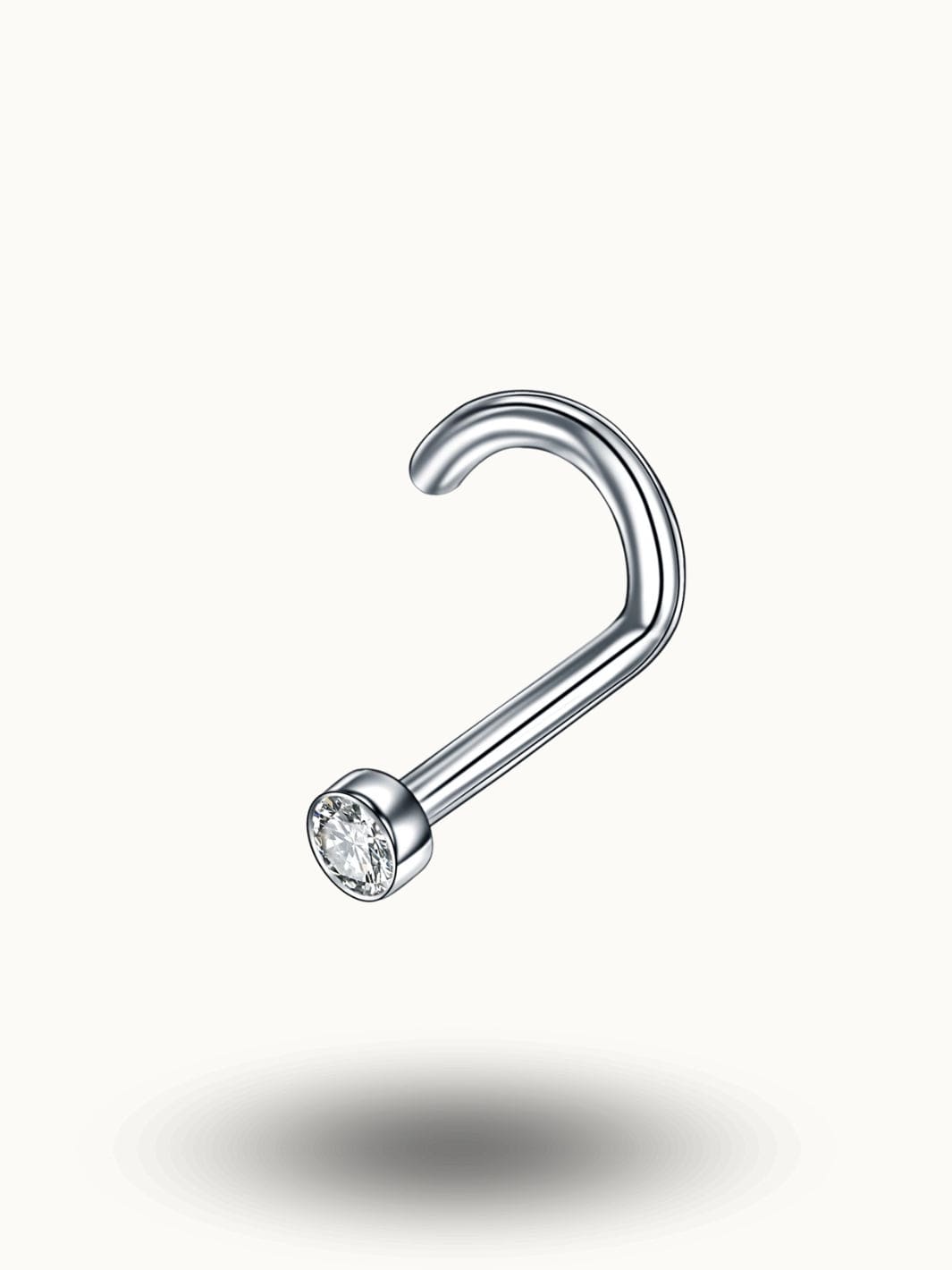 Piercing Nez Titane | Crochet Cristal - Bijoux Tendance Argent / 0.8x6x2mm