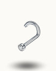 Piercing Nez Titane | Crochet Cristal - Bijoux Tendance Argent / 0.8x6x2mm