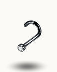 Piercing Nez Titane | Crochet Cristal - Bijoux Tendance Noir / 0.8x6x2mm