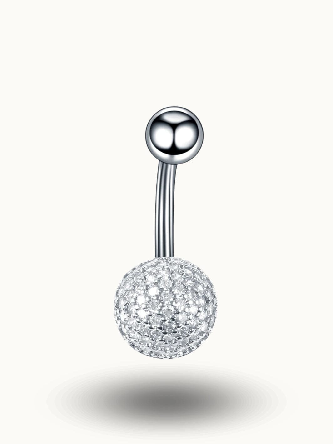 Piercing nombril boule cristal pavée en acier chirurgical