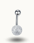 Piercing nombril boule cristal pavée en acier chirurgical