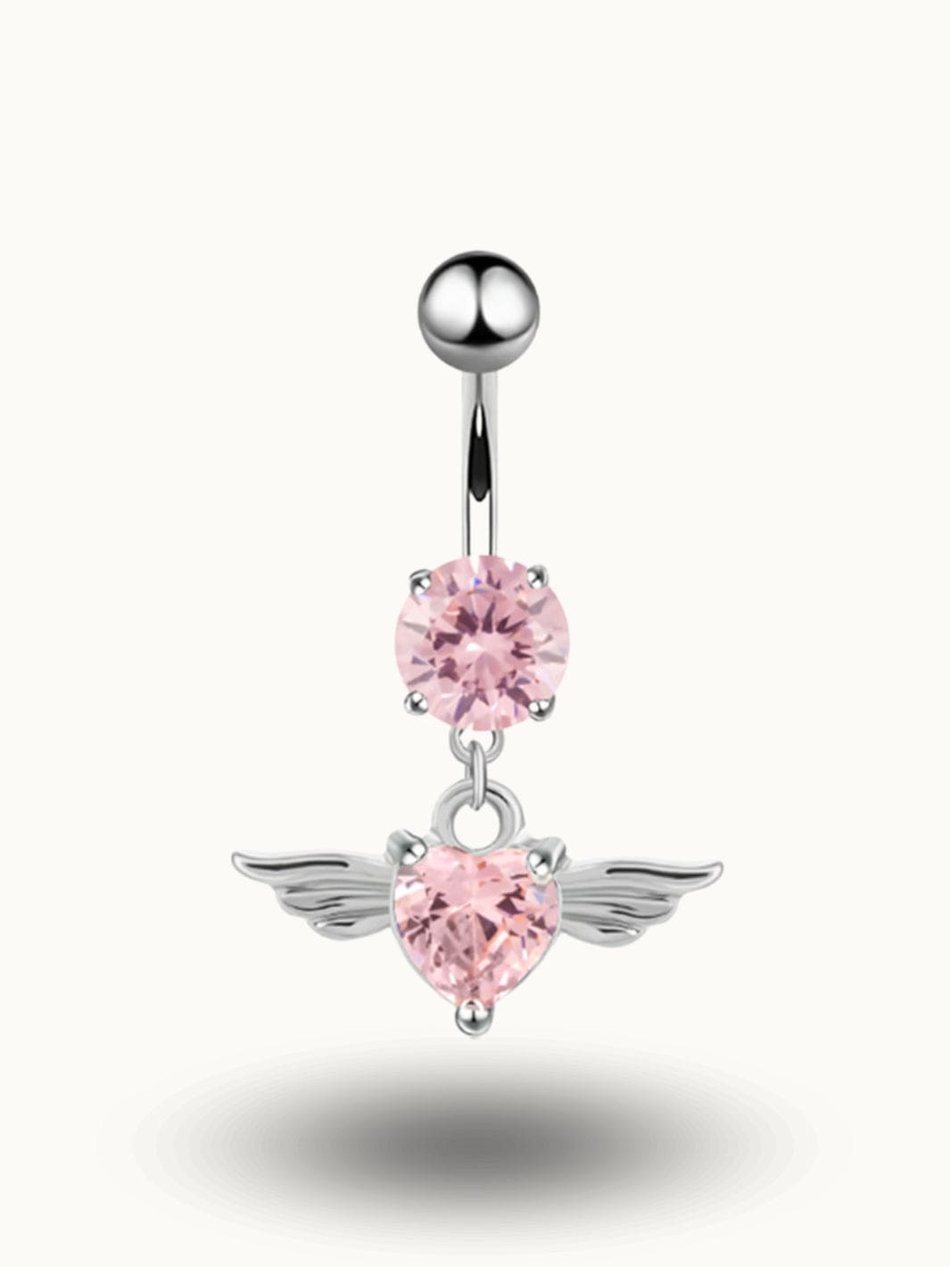 Piercing Nombril Cœur Ailé Rose - Bijou en Cristal Éclatant Rose