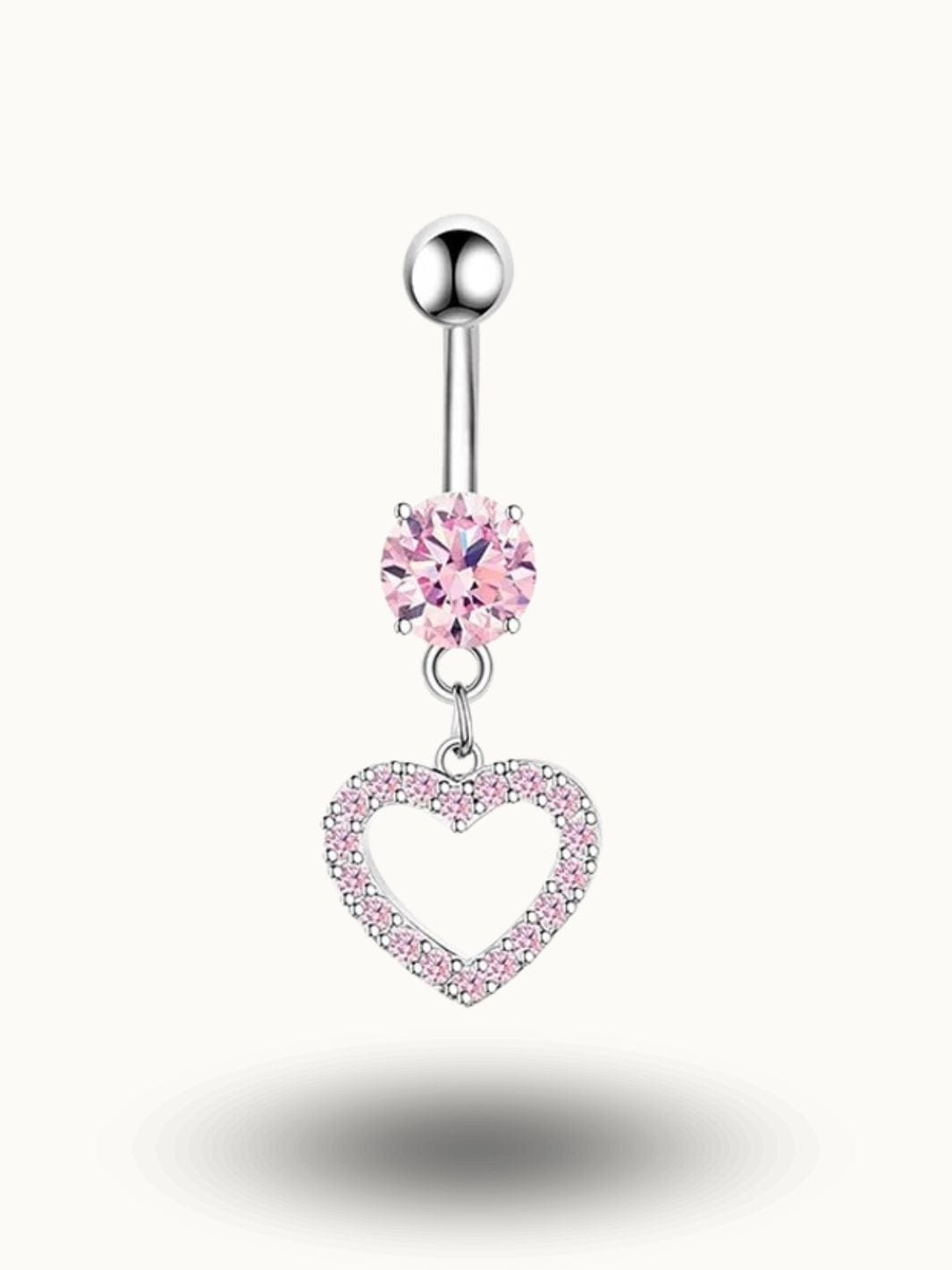 Piercing nombril cœur ajouré avec cristaux roses Rose