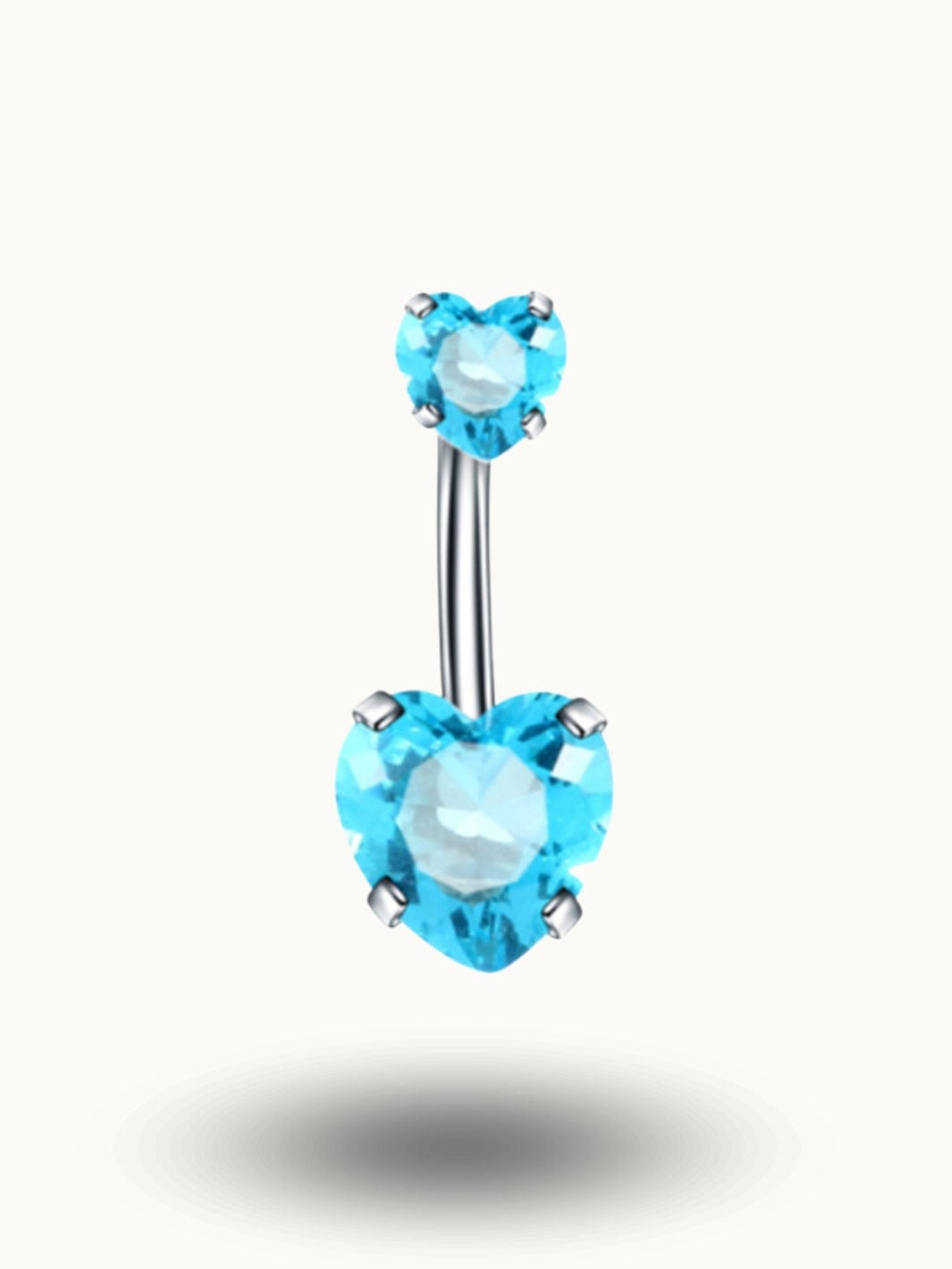 Piercing Nombril Cœur Bleu Double Cristal – Charme Unique Bleu