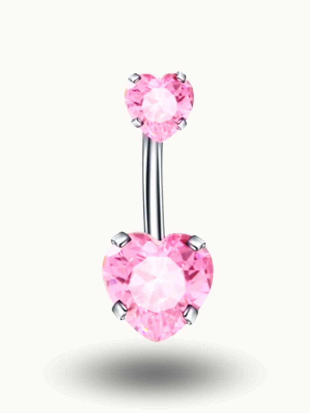 Piercing nombril cœur cascade de cristaux roses Rose