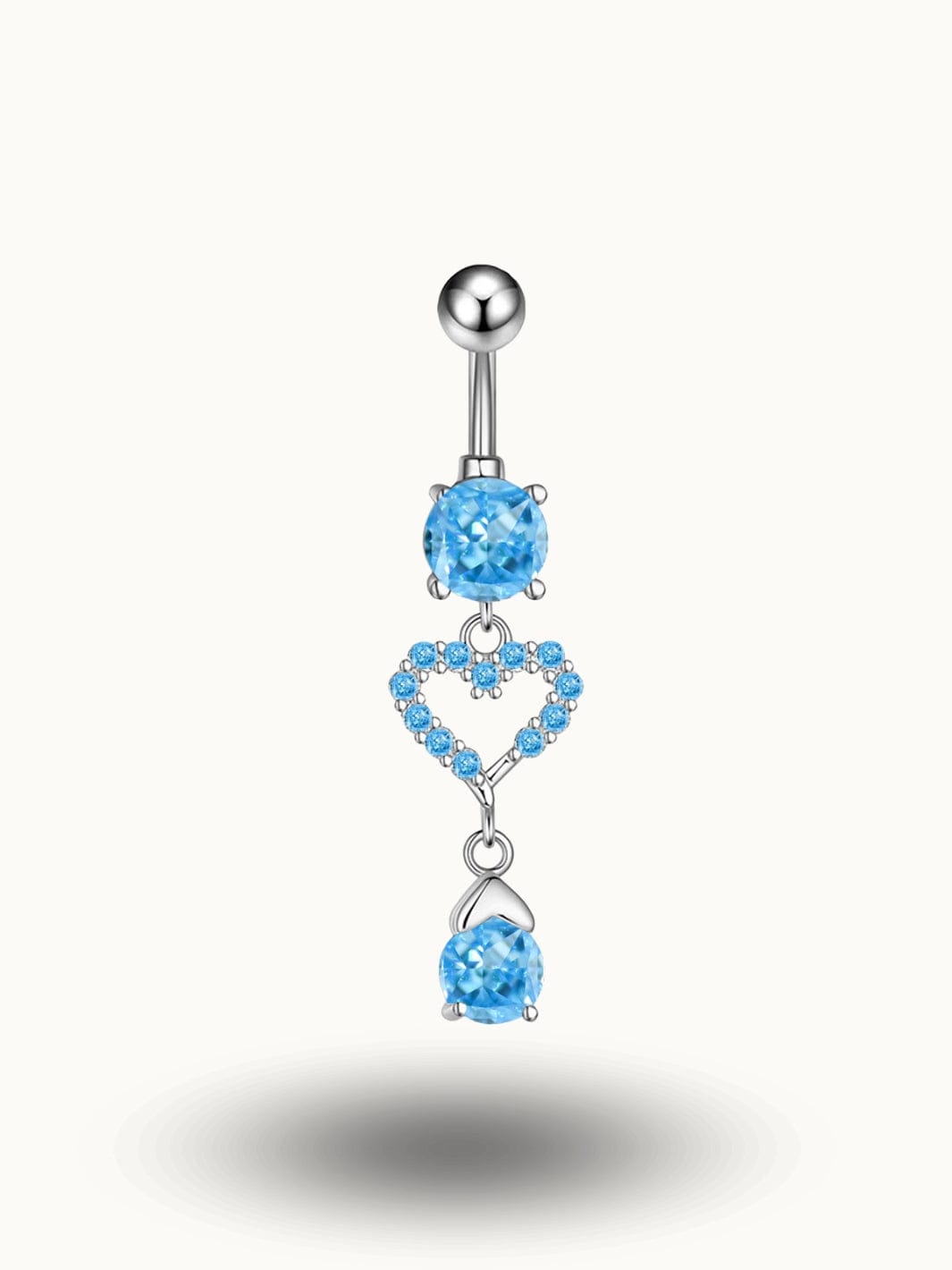 Piercing Nombril Cœur Cristal Bleu avec Pendentif - Bijou Charmant Bleu