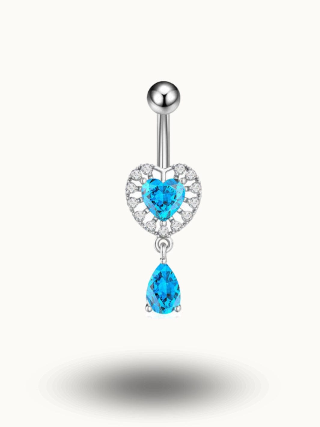 Piercing Nombril Cœur Cristal Bleu - Bijou Élégant Amour Éclat Bleu