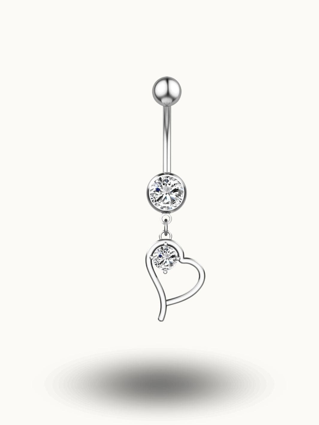 Piercing nombril cœur cristal doré et argenté - Style élégant Argent