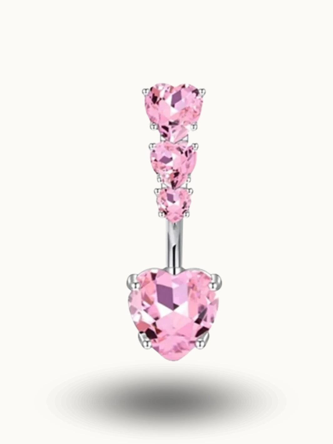 Piercing nombril cœur en cascade de cristaux roses romantique Rose