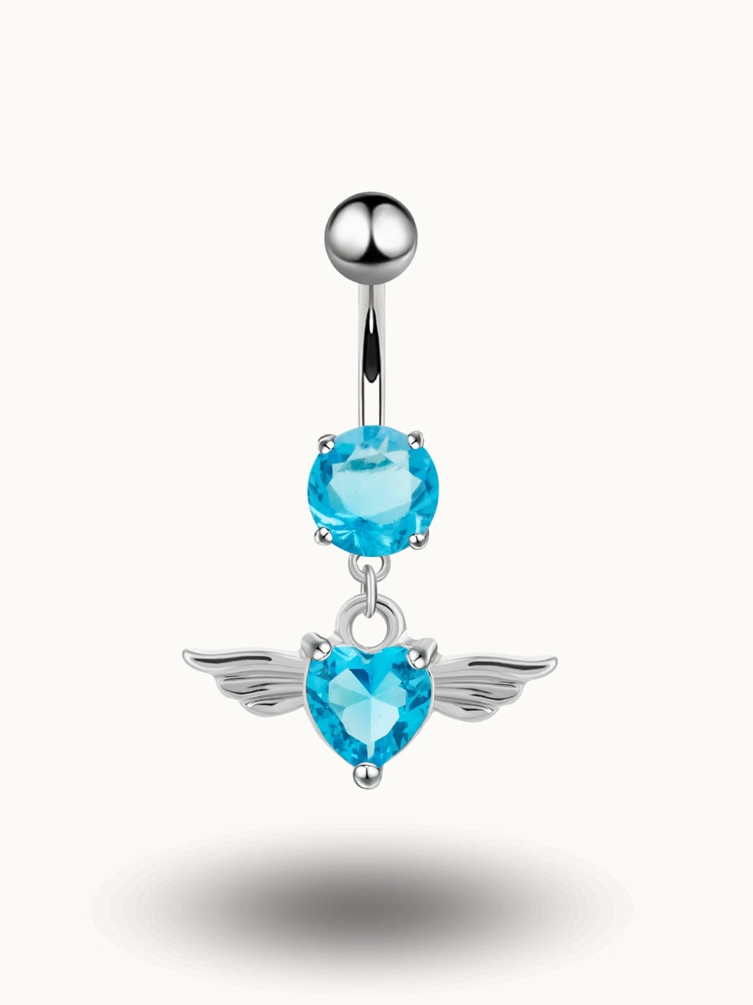 Piercing Nombril Cristal Bleu Cœur Ailé - Bijou Romance Bleu