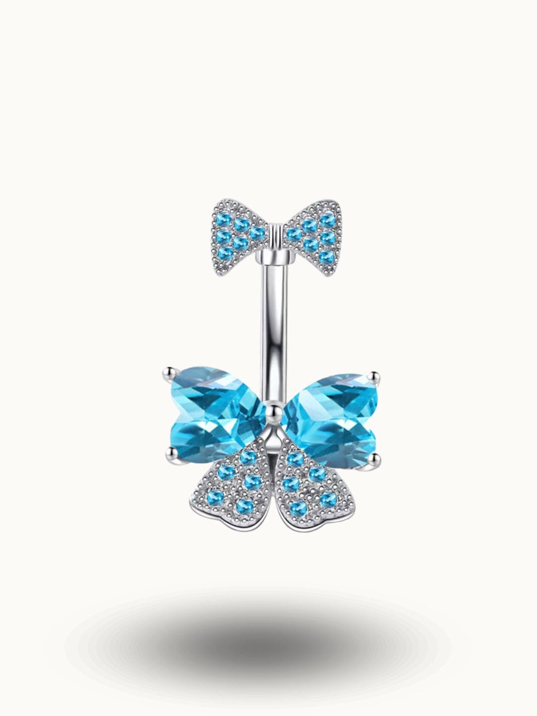 Piercing Nombril Cristal Bleu Nœud Papillon - Charme Unique Bleu