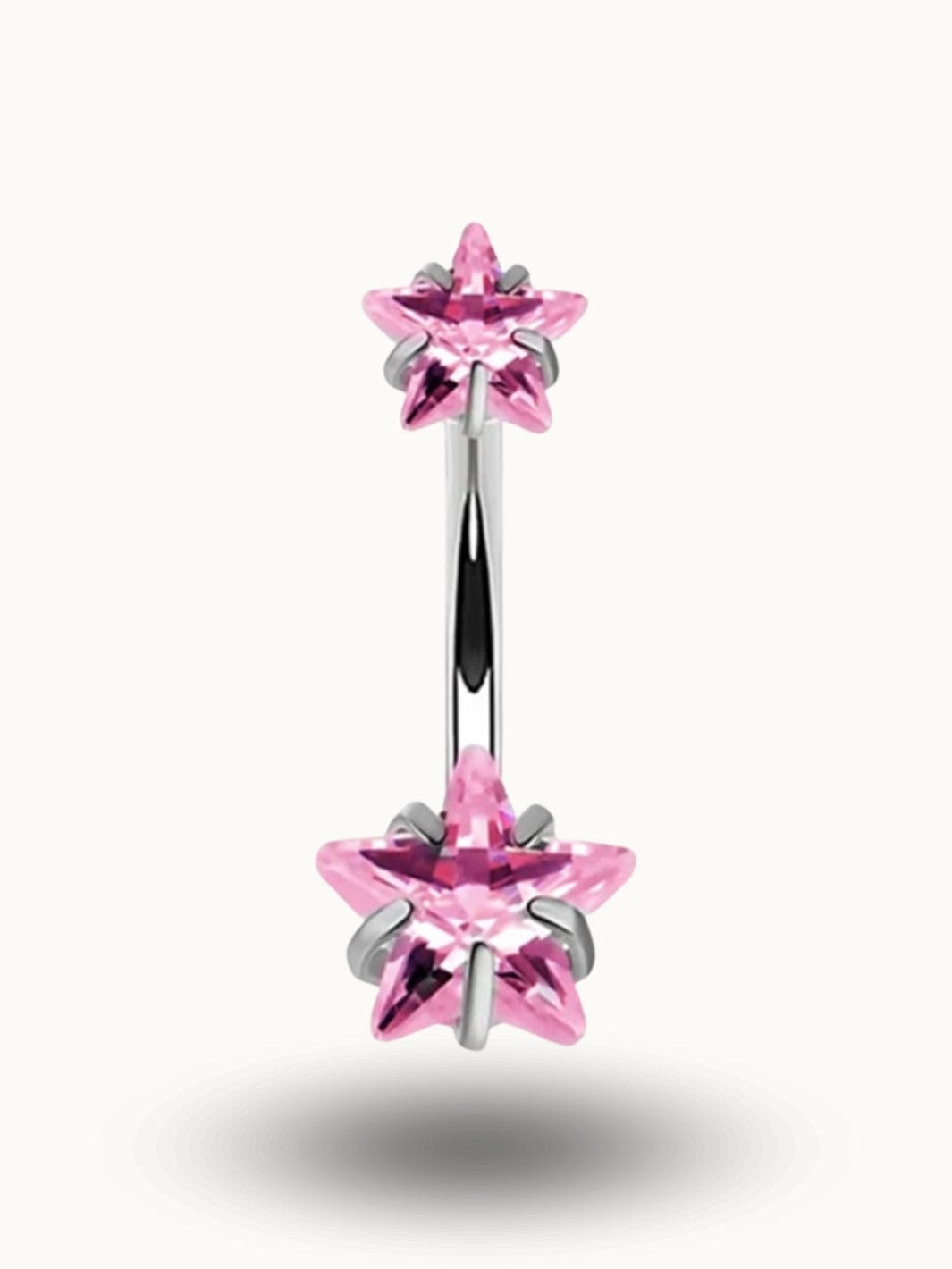 Piercing nombril étoiles roses en cristal double éclat Rose