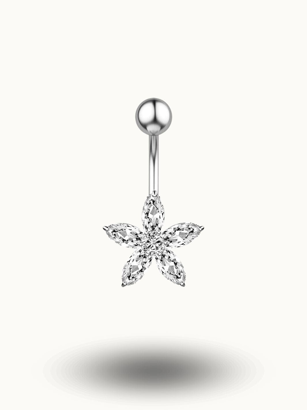 Piercing Nombril Fleur Cristal - Acier Chirurgical Doré et Argenté Argent