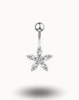 Piercing Nombril Fleur Cristal - Acier Chirurgical Doré et Argenté Argent