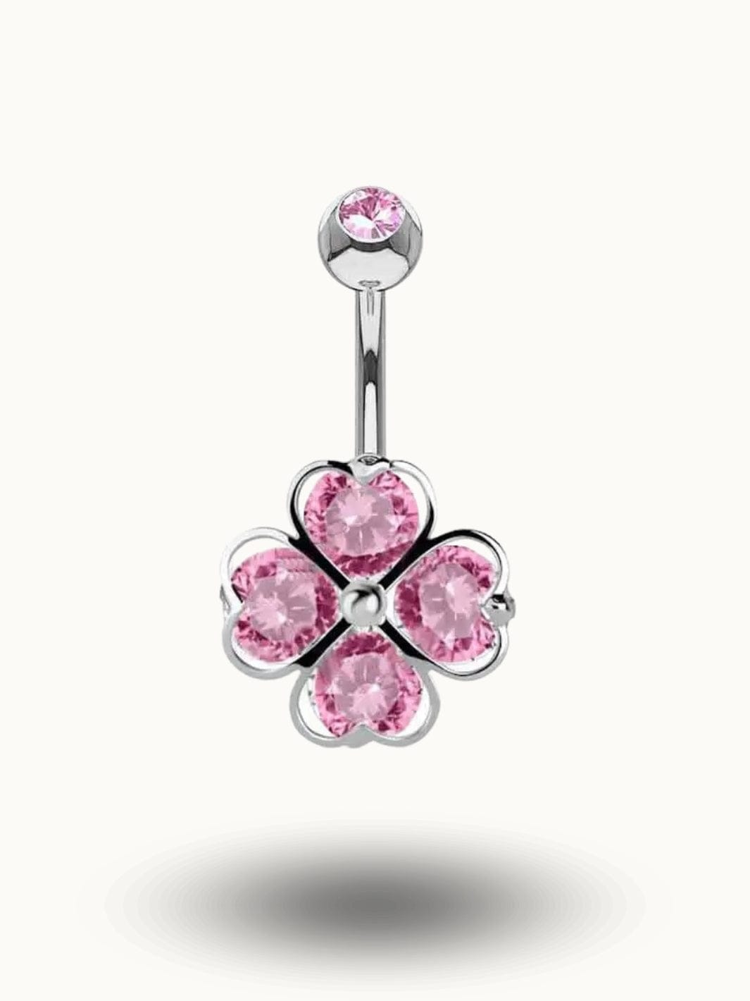 Piercing Nombril Fleur Cristaux Roses - Bijou Féminin et Glamour Rose