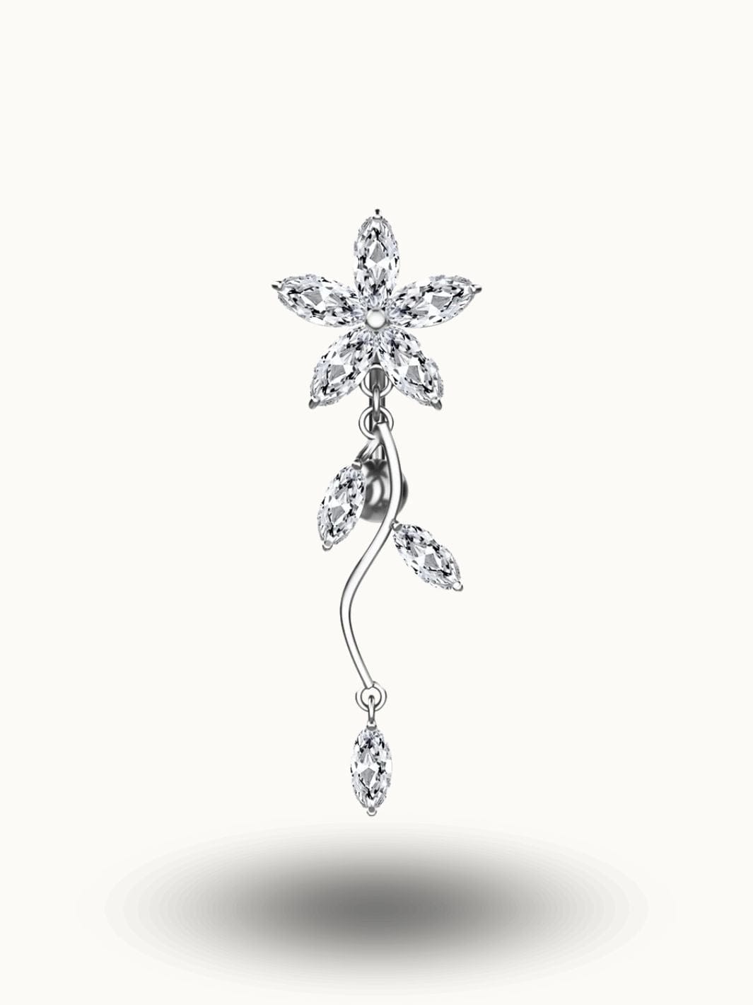 Piercing nombril fleur cristaux - Trendy Piercings Argent