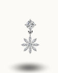 Piercing nombril fleur scintillante en cristal zircon Argent