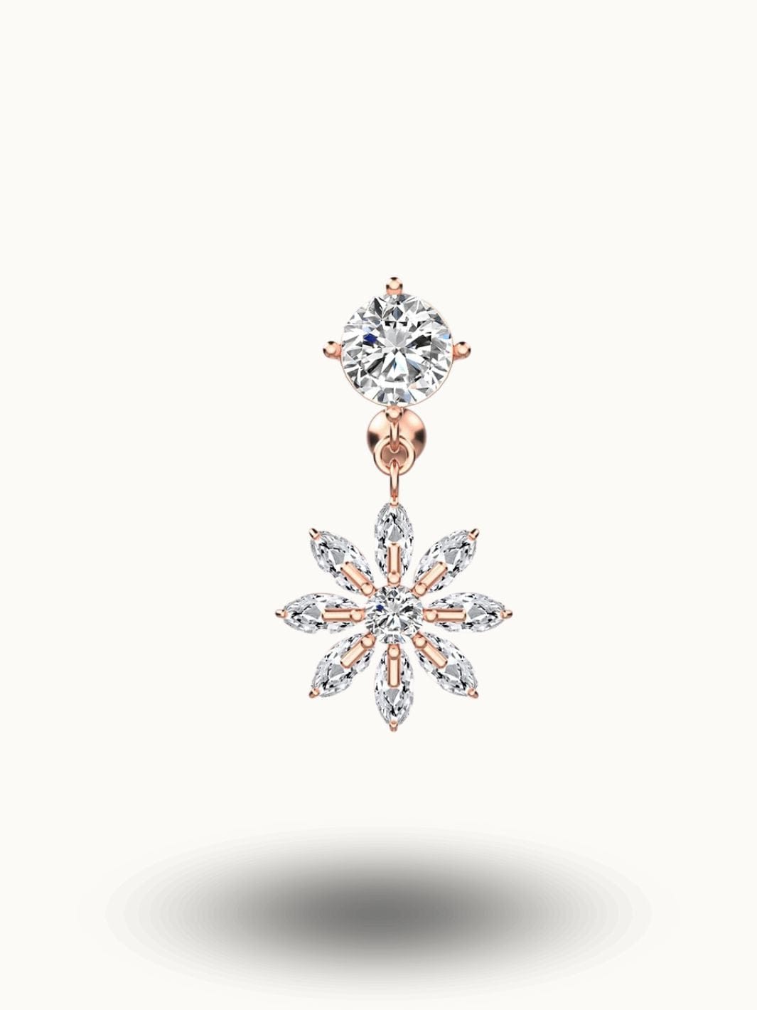 Piercing nombril fleur scintillante en cristal zircon Or Rose