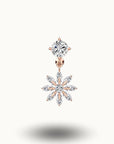 Piercing nombril fleur scintillante en cristal zircon Or Rose