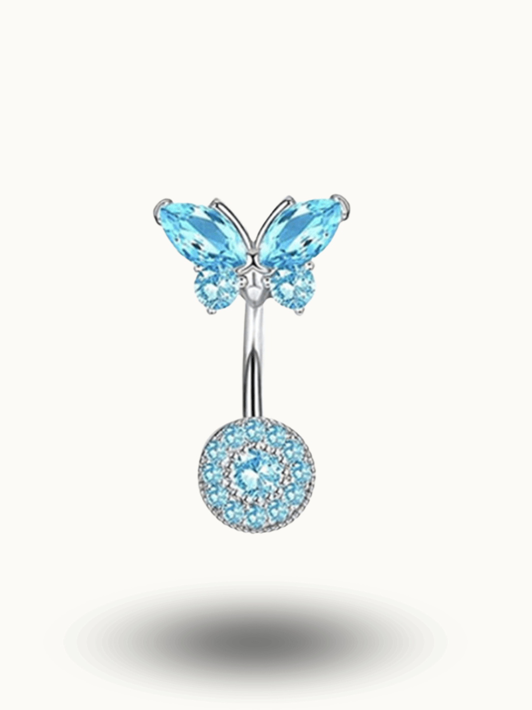 Piercing Nombril Papillon Bleu Cristal - Bijou Élégant Bleu