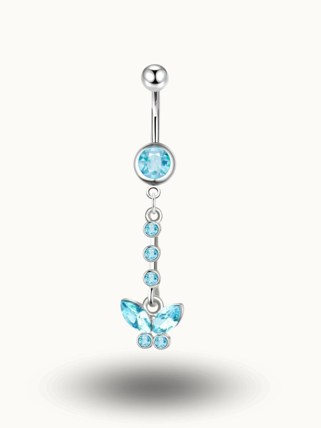 Piercing Nombril Papillon Bleu Cristal - Cristaux Bleus Bleu