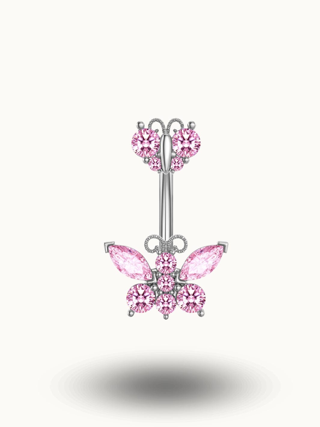 Piercing Nombril Papillon en Cristaux Roses - Élégance Féminine Rose