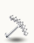 Piercing Oreille courbe à cristaux – Labret, hélix et tragus Argent / 1.2X6mm