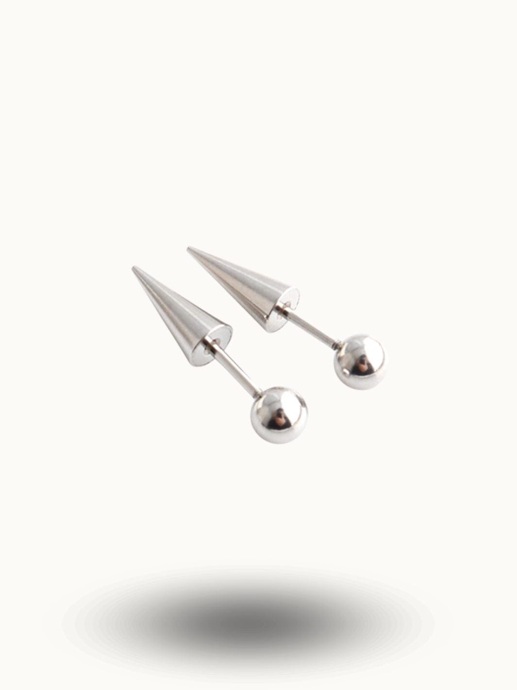 Piercing Oreille Punk Gothique - Duo Cône & Boule Argent