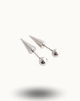 Piercing Oreille Punk Gothique - Duo Cône & Boule Argent